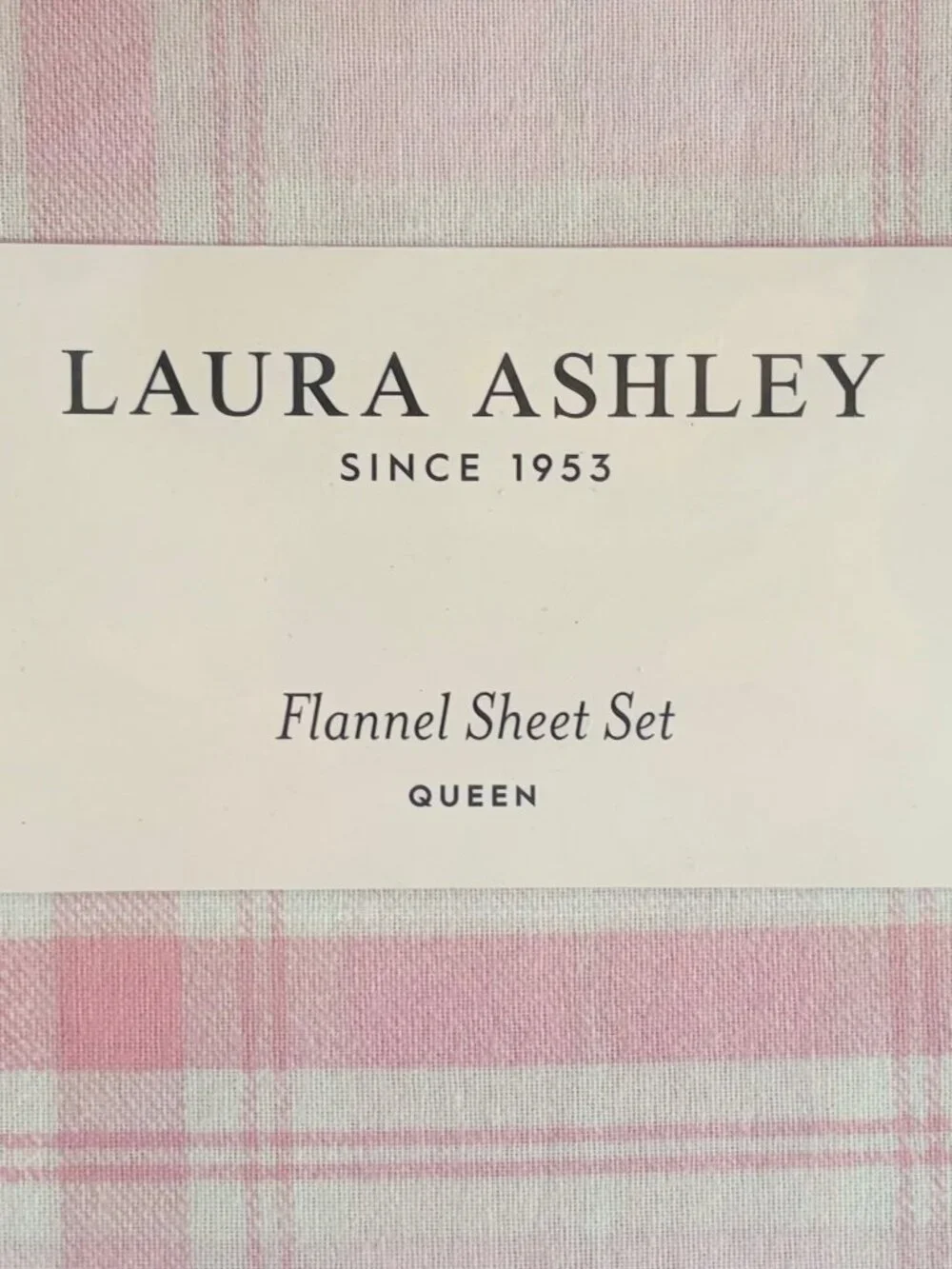 NEW Laura Ashley Queen Size MULHOLLAND PINK PLAID Cotton Flannel Sheet Set